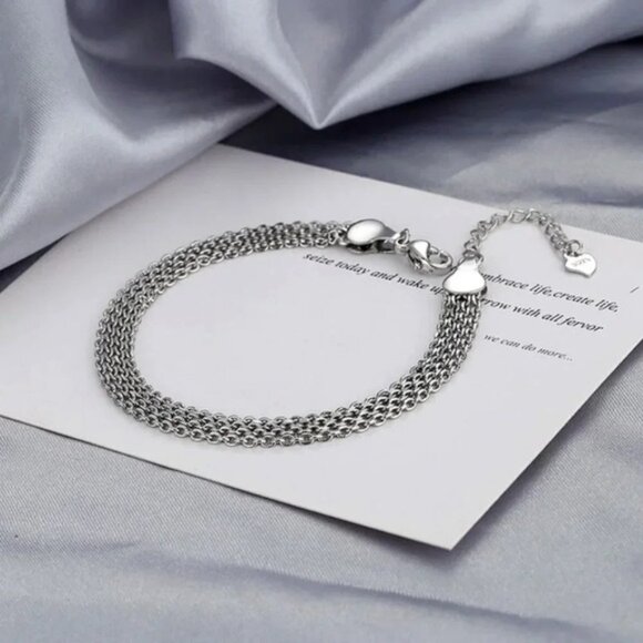 925 Sterling Silver Dainty Chain Link Bracelet - Picture 3 of 6